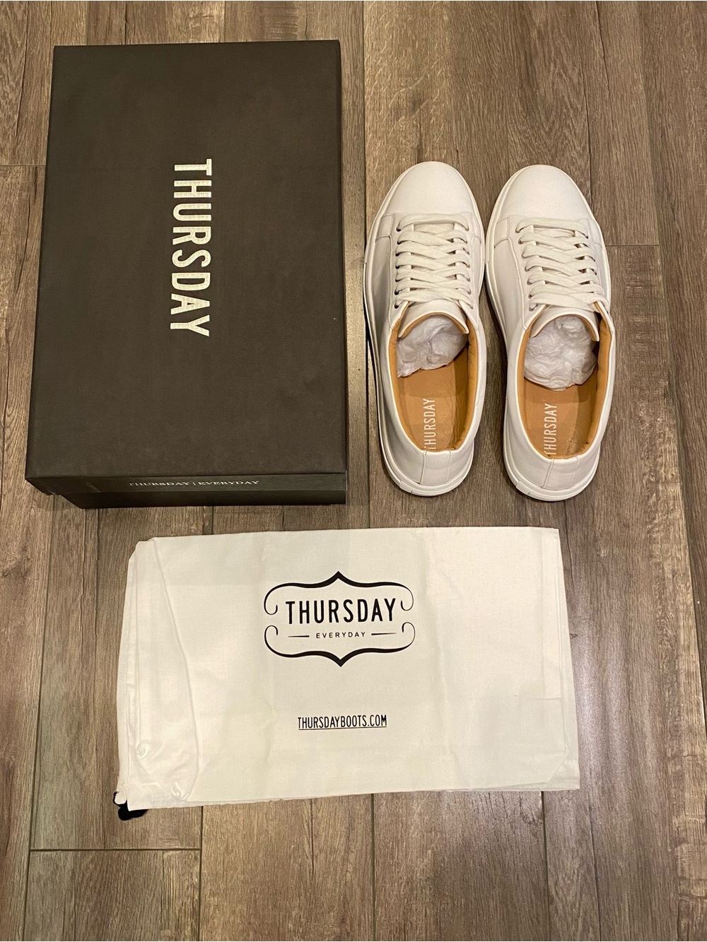 Thursday Boot Company White Low-Top Leather Sneakers - Excellent Condition